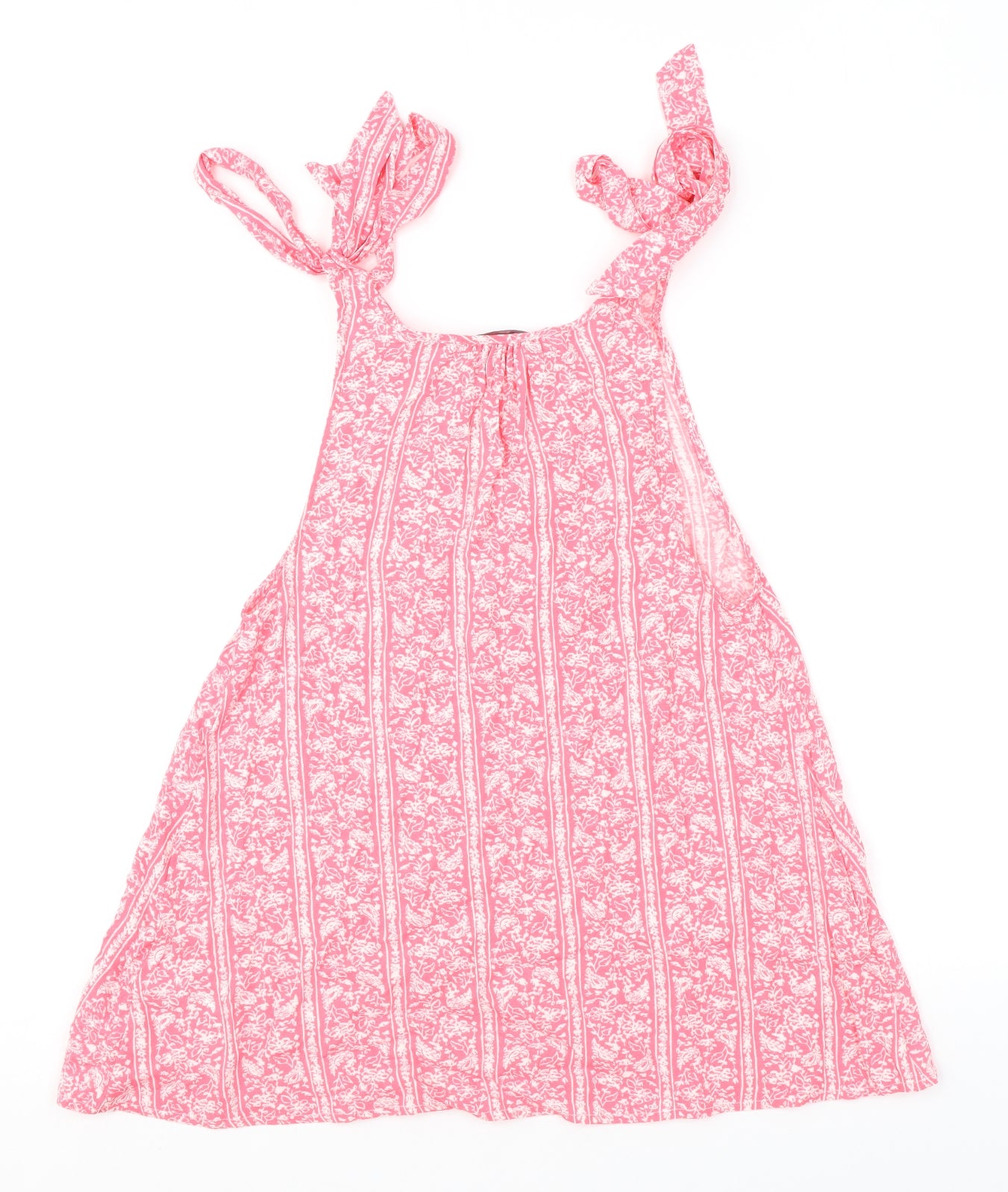 Marks and Spencer Womens Pink Geometric Viscose Basic Tank Size 6 Round Neck