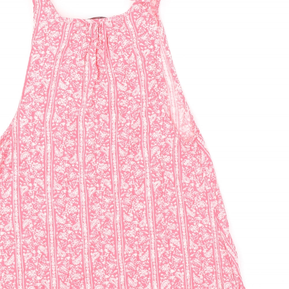 Marks and Spencer Womens Pink Geometric Viscose Basic Tank Size 6 Round Neck