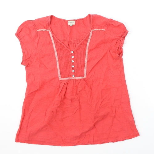 Nomads Womens Pink Cotton Basic T-Shirt Size 12 V-Neck