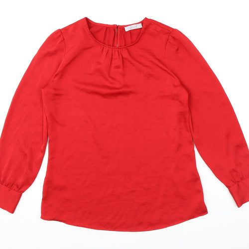 Per Una Womens Red Polyester Basic Blouse Size 10 Round Neck