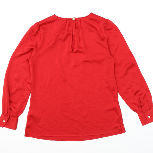 Per Una Womens Red Polyester Basic Blouse Size 10 Round Neck