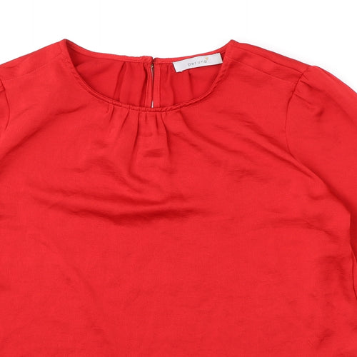 Per Una Womens Red Polyester Basic Blouse Size 10 Round Neck