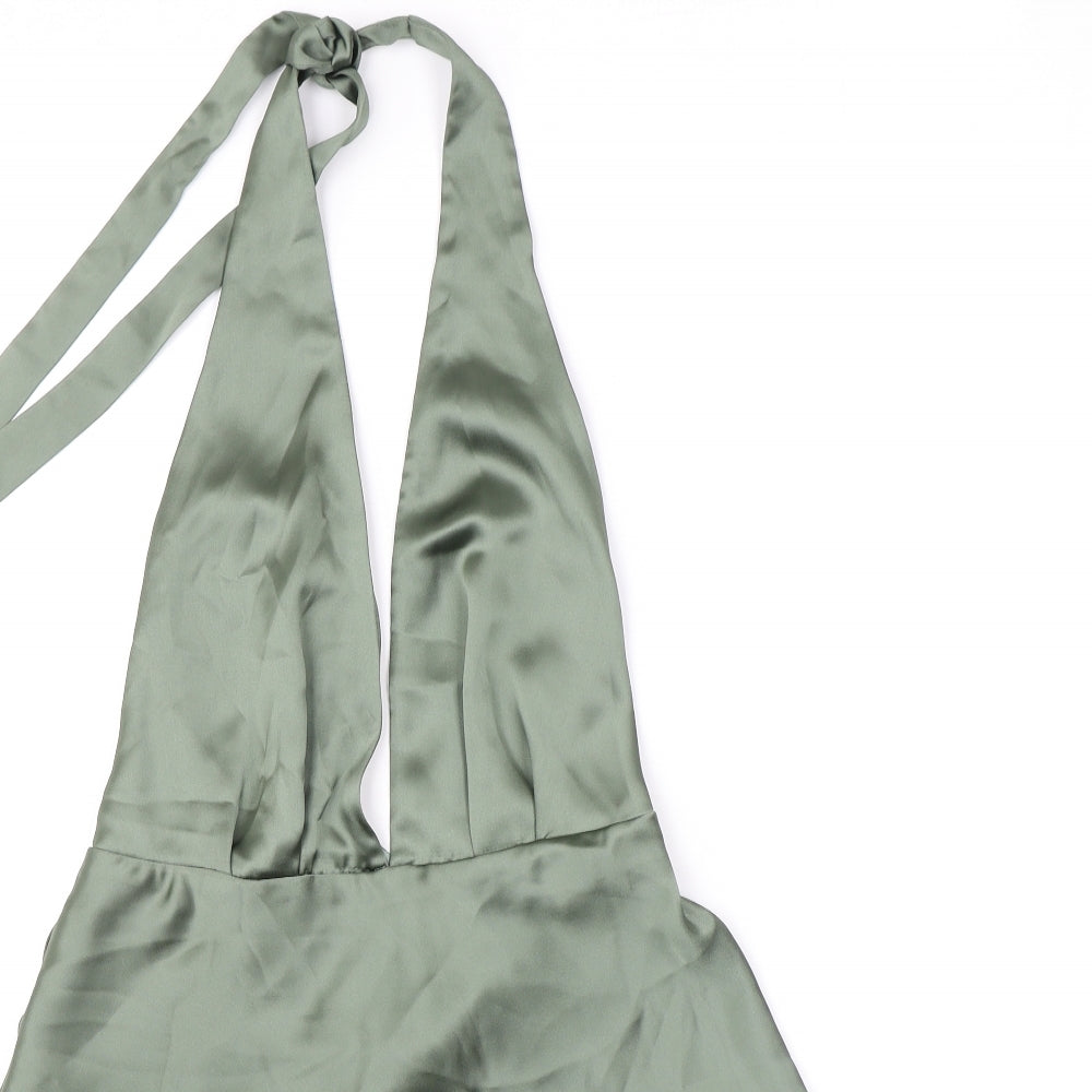 Zara Womens Green Polyester Basic Tank Size M Halter