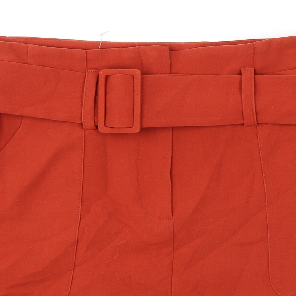 New Look Womens Orange Polyester A-Line Skirt Size 10 Zip - Belt included