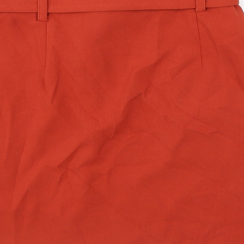 New Look Womens Orange Polyester A-Line Skirt Size 10 Zip - Belt included