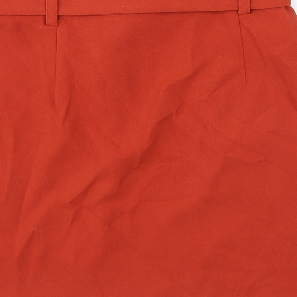 New Look Womens Orange Polyester A-Line Skirt Size 10 Zip - Belt included