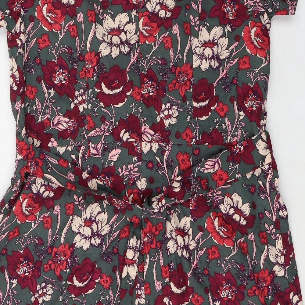 Yuni Womens Ivory Floral Polyester Ball Gown Size 14 Boat Neck Zip