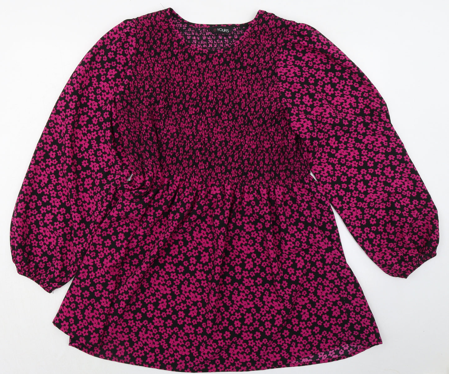 Yours Womens Orange Floral Polyester Tunic Blouse Size 16 Round Neck