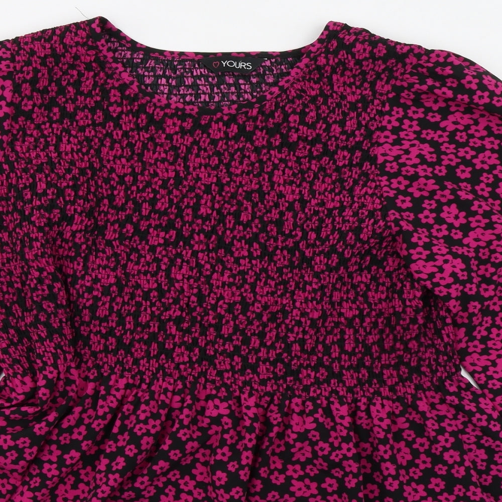 Yours Womens Orange Floral Polyester Tunic Blouse Size 16 Round Neck