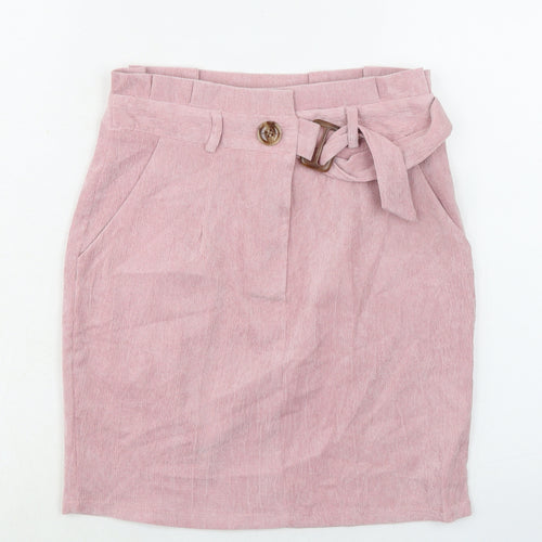 QED London Womens Pink Polyester A-Line Skirt Size 8 Zip