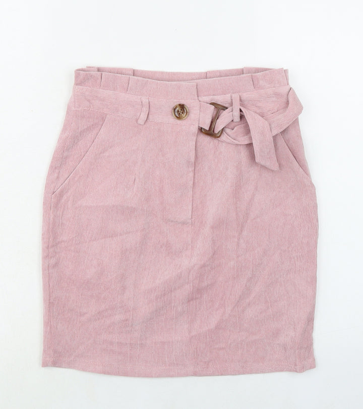 QED London Womens Pink Polyester A-Line Skirt Size 8 Zip