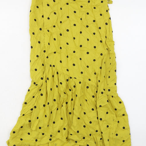 Miss Selfridge Womens Green Polka Dot Viscose Wrap Skirt Size 4 Tie