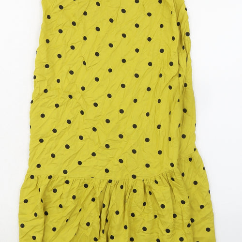 Miss Selfridge Womens Green Polka Dot Viscose Wrap Skirt Size 4 Tie
