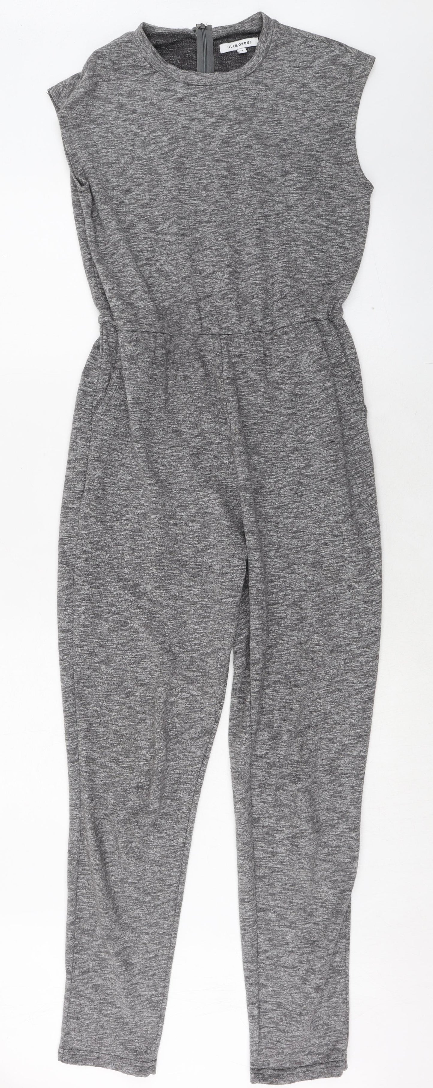 Glamorous Womens Grey Polyester Jumpsuit One-Piece Size 8 L28 in Zip