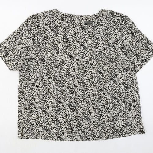 Debenhams Womens Beige Animal Print Polyester Basic T-Shirt Size 16 Round Neck - Leopard Print
