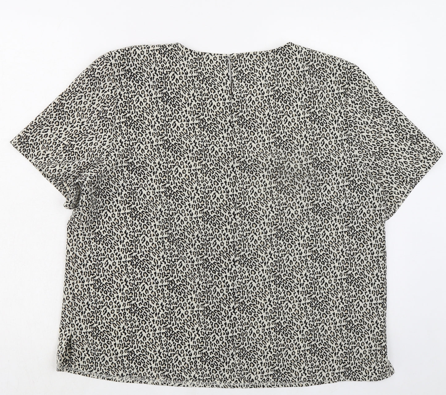 Debenhams Womens Beige Animal Print Polyester Basic T-Shirt Size 16 Round Neck - Leopard Print
