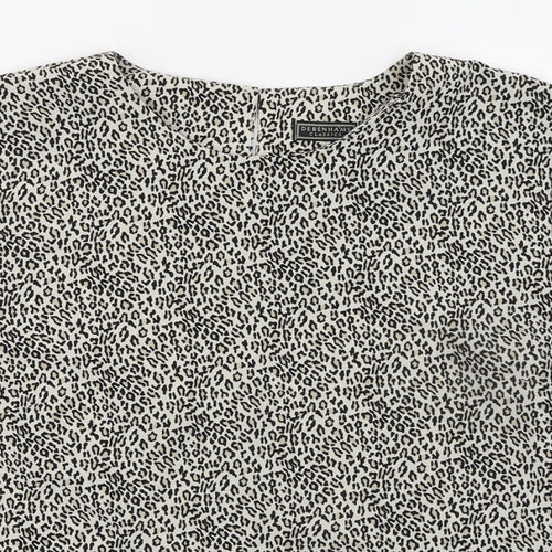 Debenhams Womens Beige Animal Print Polyester Basic T-Shirt Size 16 Round Neck - Leopard Print