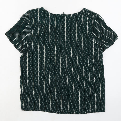 Moves Womens Green Striped Viscose Basic Blouse Size 6 Boat Neck
