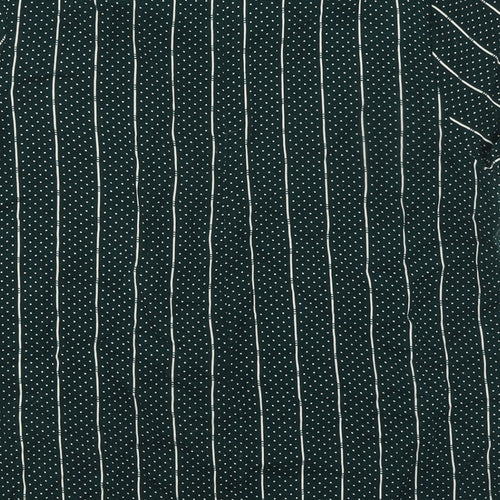 Moves Womens Green Striped Viscose Basic Blouse Size 6 Boat Neck