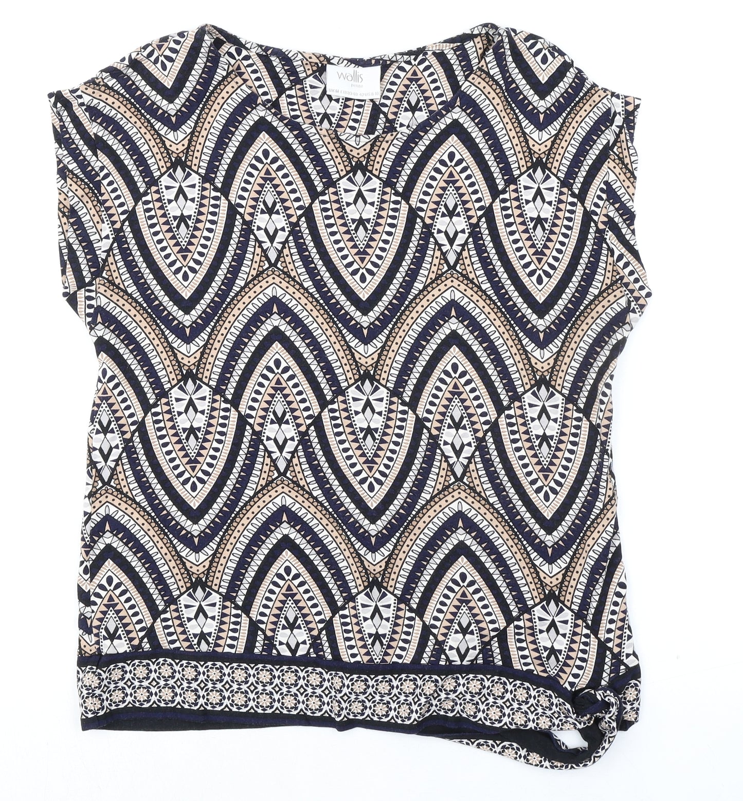 Wallis Womens Multicoloured Geometric Viscose Basic Blouse Size M Boat Neck