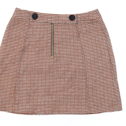 Topshop Womens Ivory Geometric Polyester A-Line Skirt Size 6 Zip