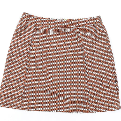 Topshop Womens Ivory Geometric Polyester A-Line Skirt Size 6 Zip