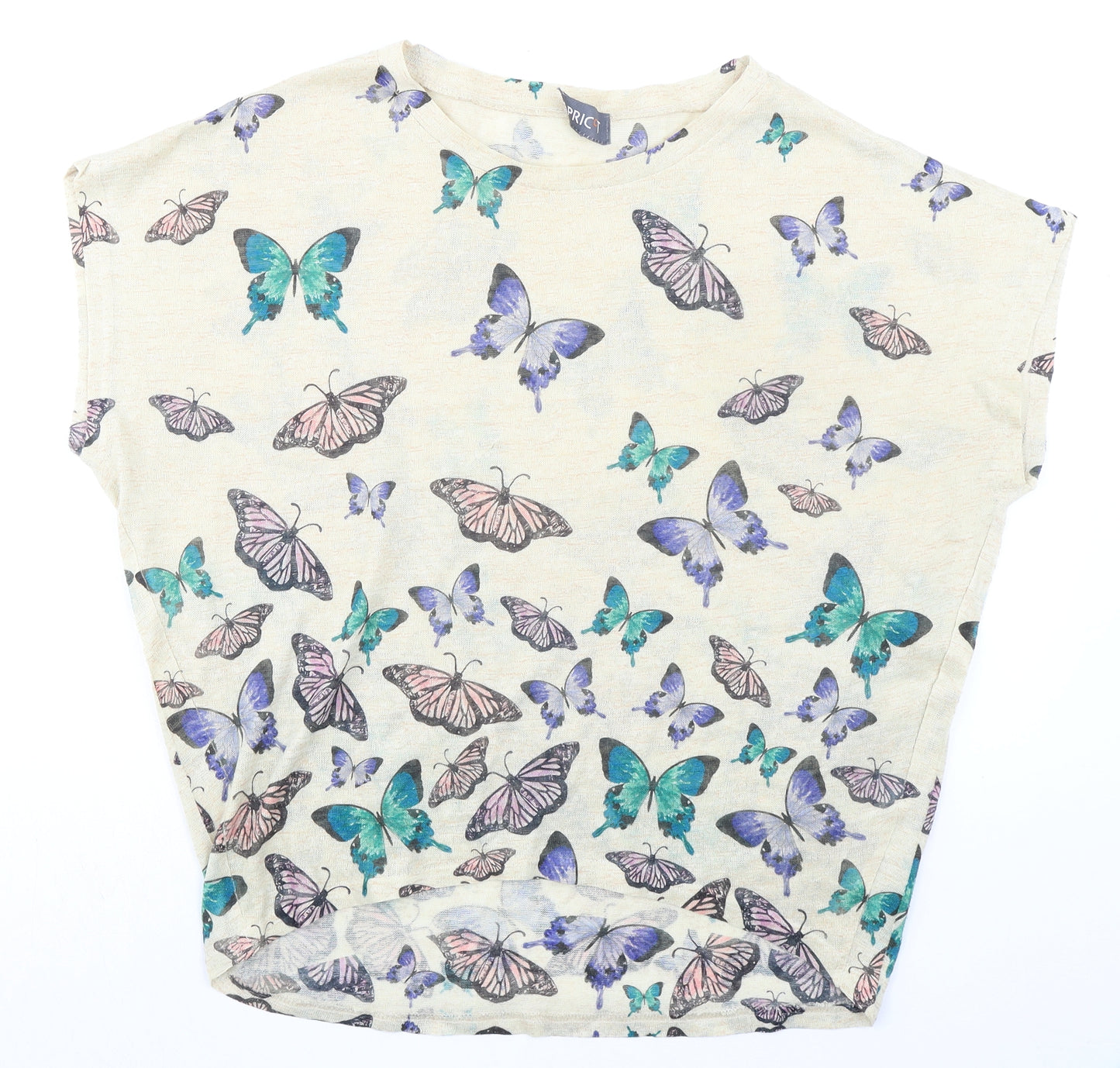 Apricot Womens Multicoloured Geometric Polyester Basic T-Shirt Size S Crew Neck - Size S-M Butterfly Pint