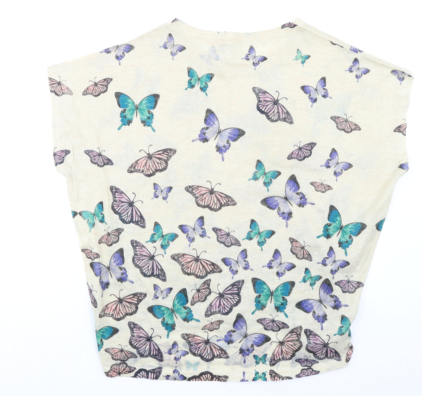 Apricot Womens Multicoloured Geometric Polyester Basic T-Shirt Size S Crew Neck - Size S-M Butterfly Pint