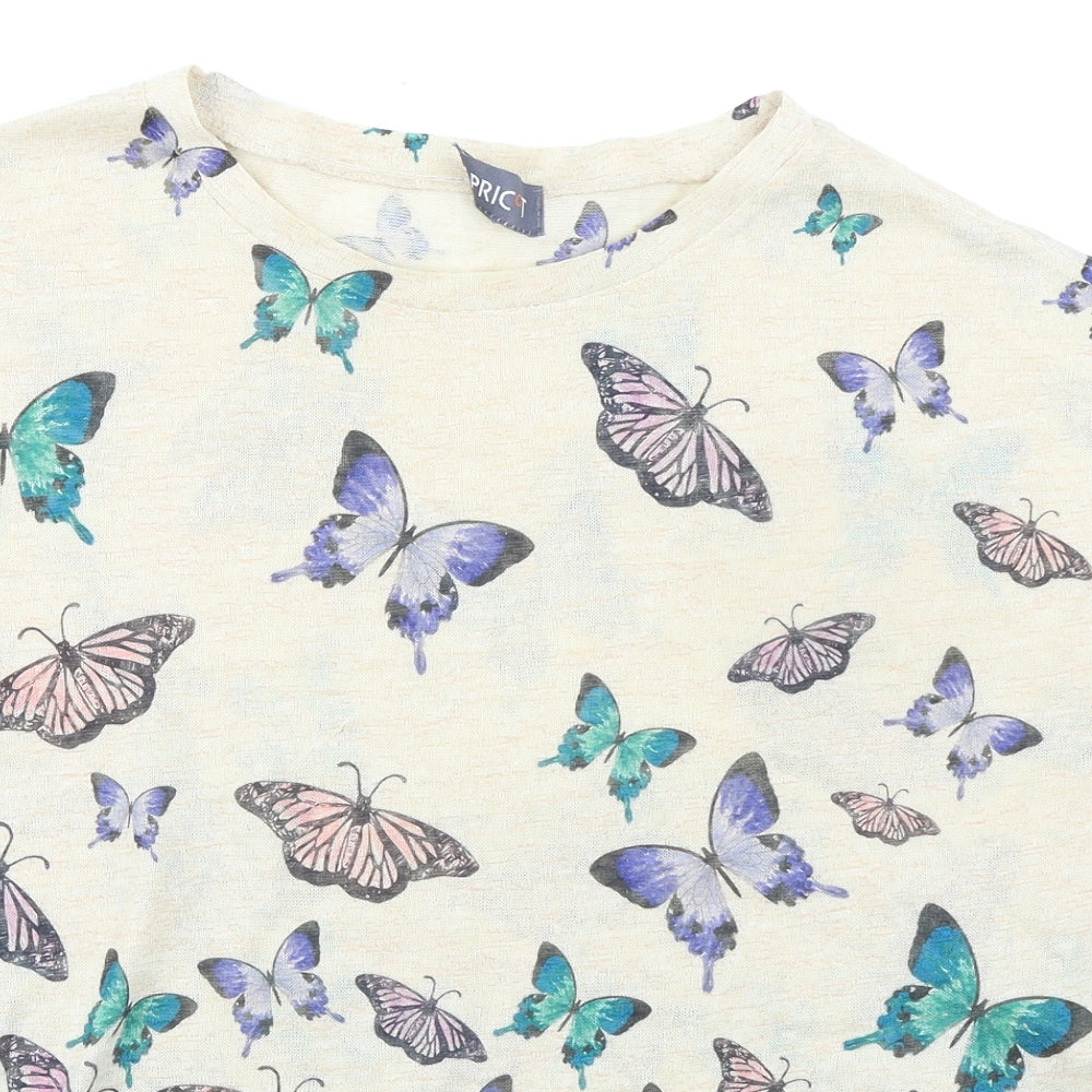 Apricot Womens Multicoloured Geometric Polyester Basic T-Shirt Size S Crew Neck - Size S-M Butterfly Pint