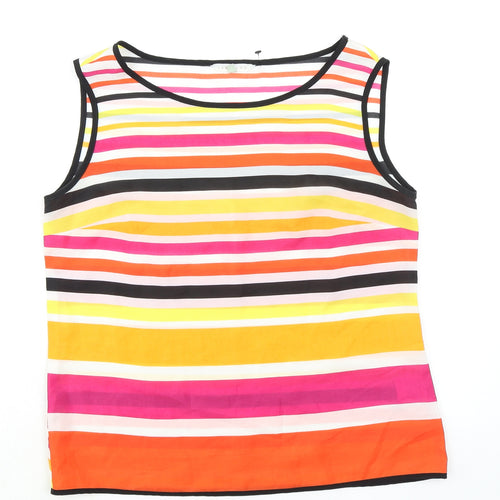 Lakeland Womens Multicoloured Striped Polyester Basic Tank Size 10 Boat Neck