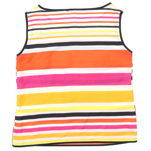 Lakeland Womens Multicoloured Striped Polyester Basic Tank Size 10 Boat Neck