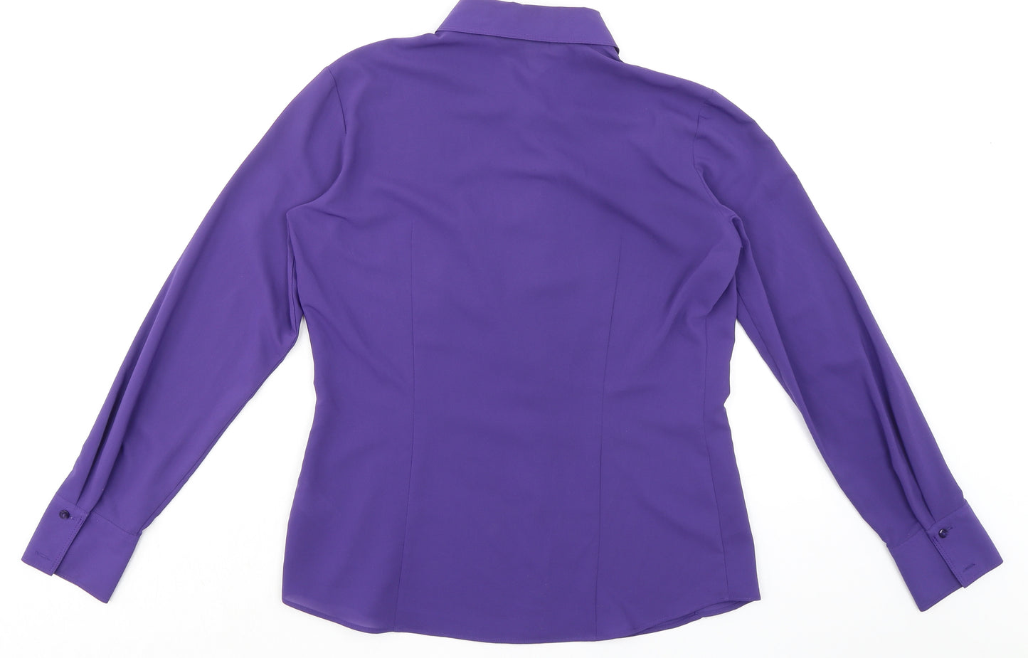 Marks and Spencer Womens Purple Polyester Basic Button-Up Size 12 Collared