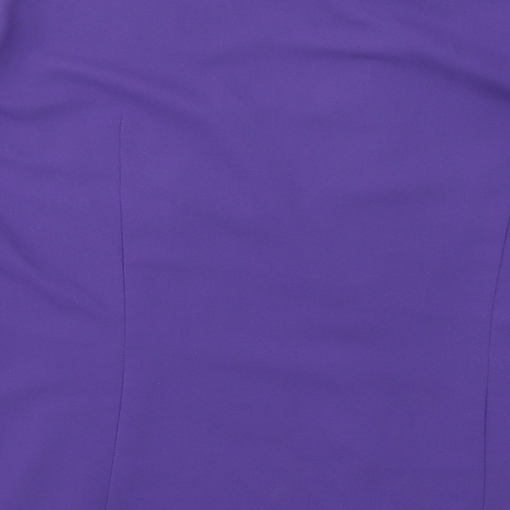 Marks and Spencer Womens Purple Polyester Basic Button-Up Size 12 Collared
