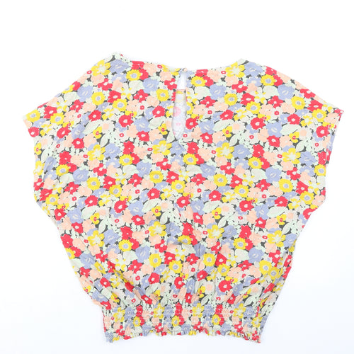 NEXT Womens Multicoloured Floral 100% Cotton Basic Blouse Size 18 Round Neck
