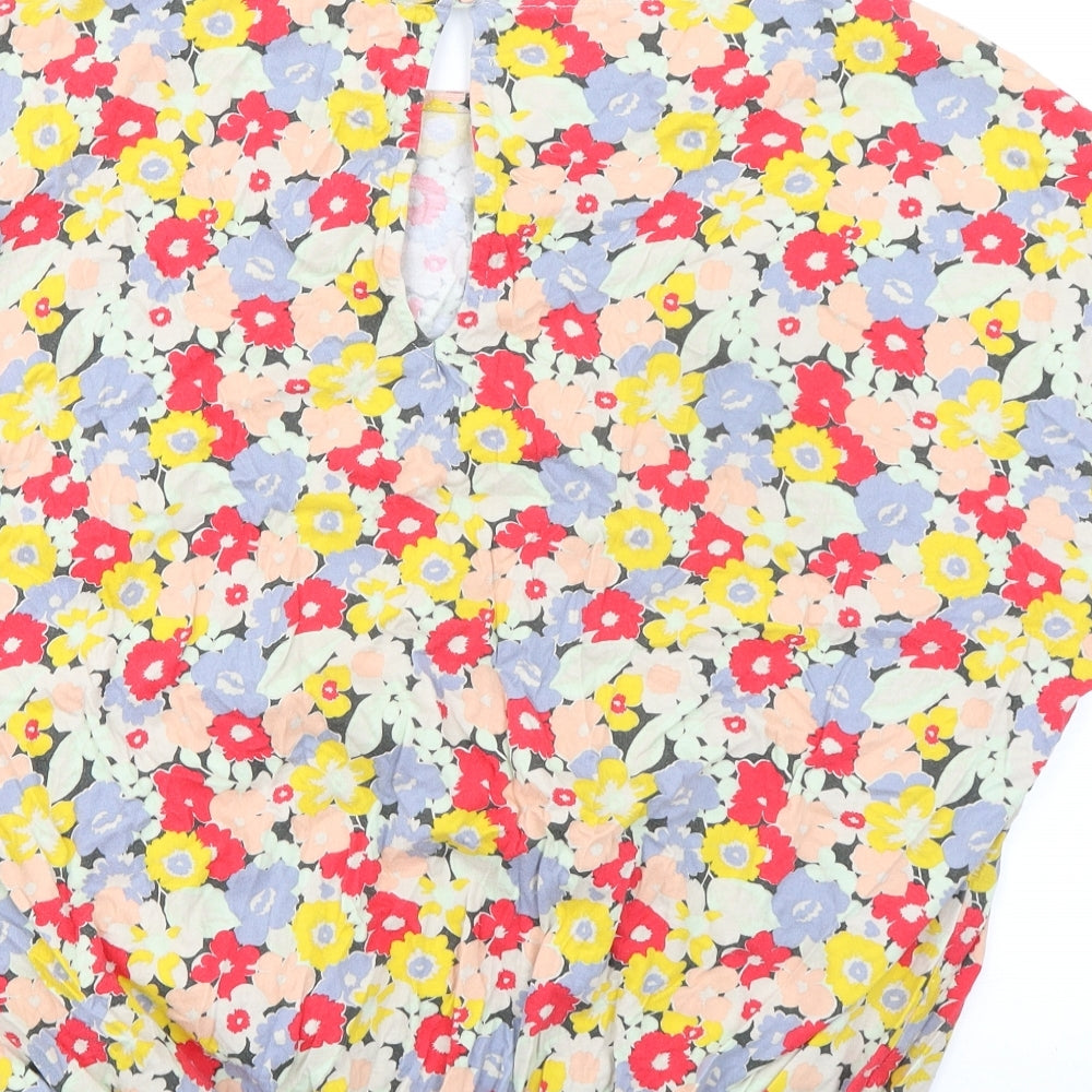 NEXT Womens Multicoloured Floral 100% Cotton Basic Blouse Size 18 Round Neck