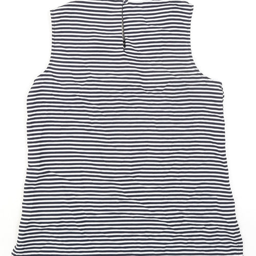 Dorothy Perkins Womens Blue Striped Polyester Basic Tank Size 8 Round Neck