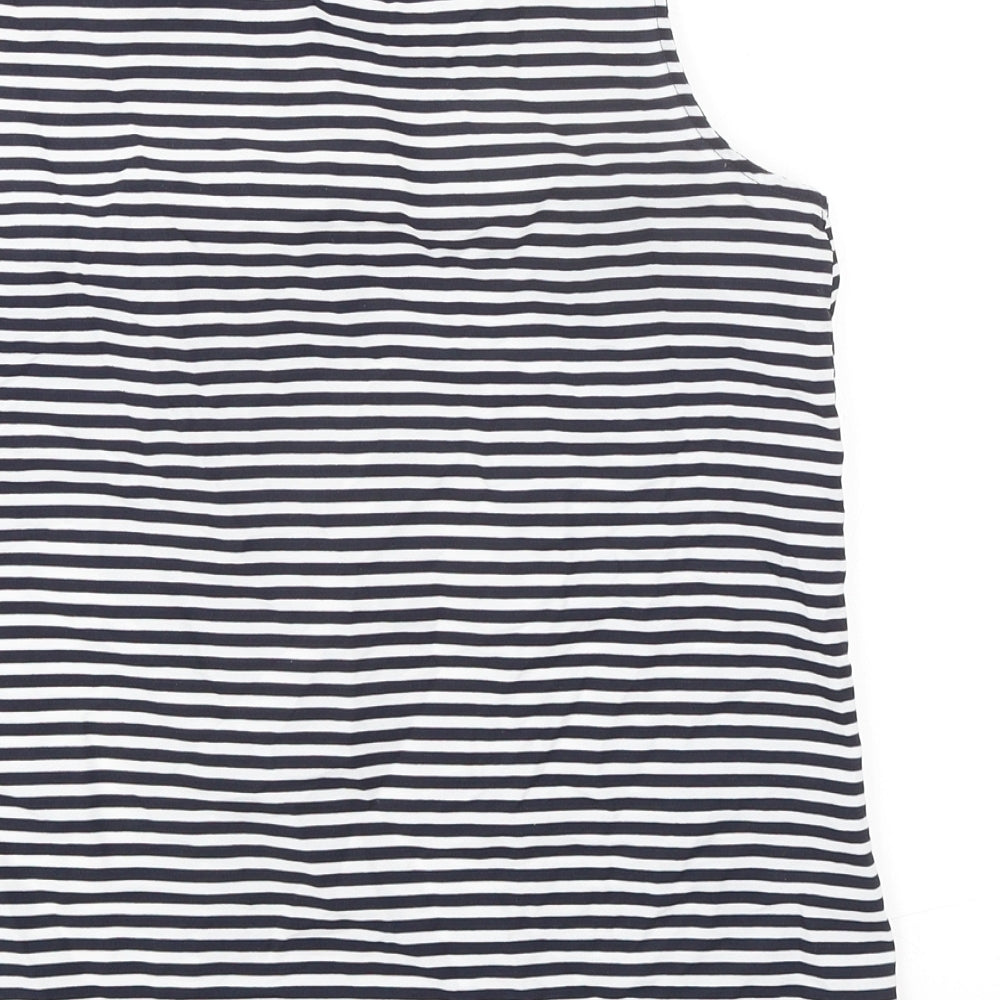 Dorothy Perkins Womens Blue Striped Polyester Basic Tank Size 8 Round Neck