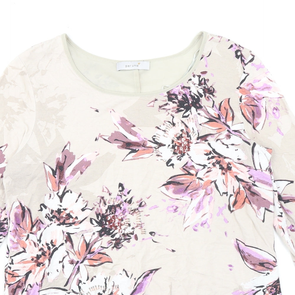 Per Una Womens Multicoloured Floral Viscose Basic Blouse Size 12 Round Neck