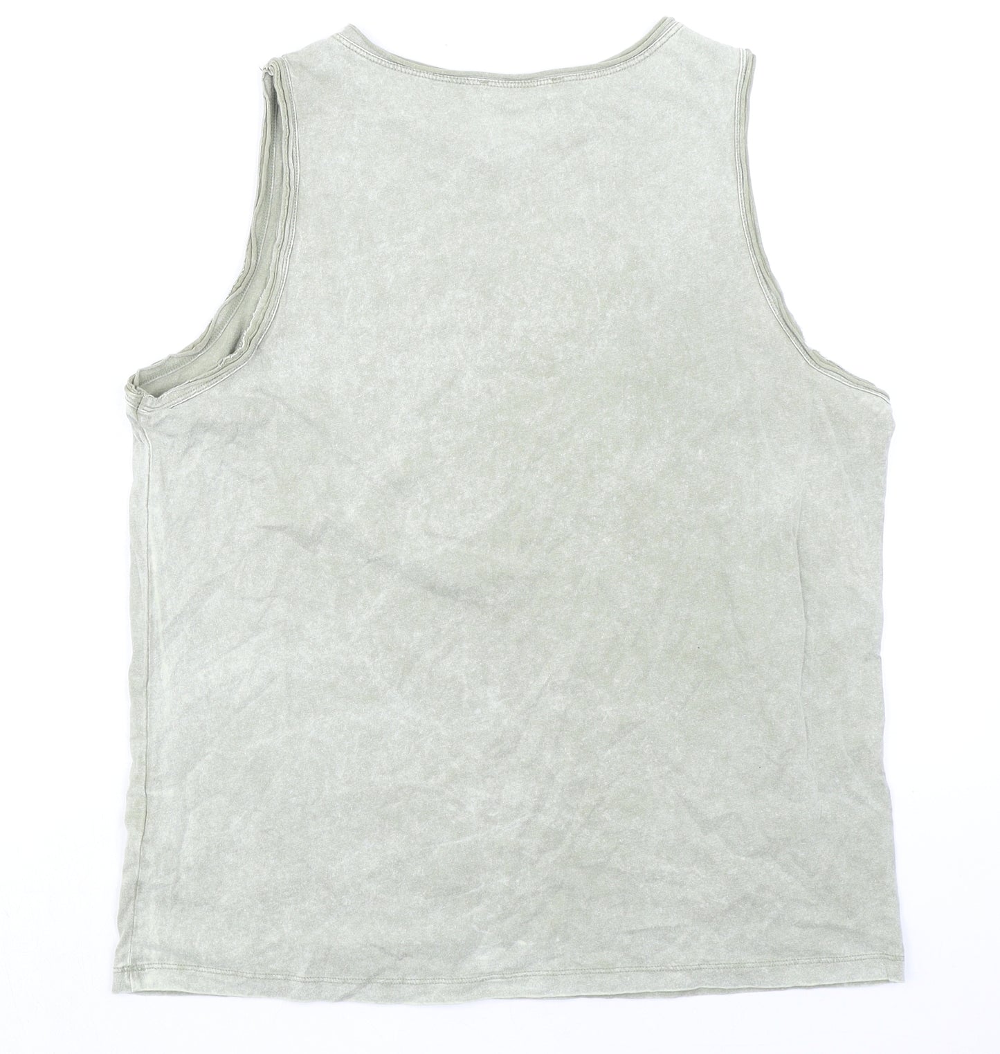 Pull&Bear Womens Green 100% Cotton Basic Tank Size M Round Neck - Sunset Island, Rainbow