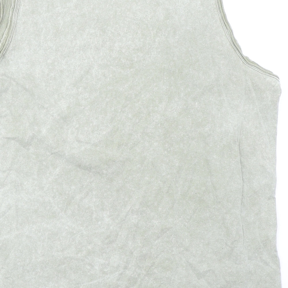 Pull&Bear Womens Green 100% Cotton Basic Tank Size M Round Neck - Sunset Island, Rainbow