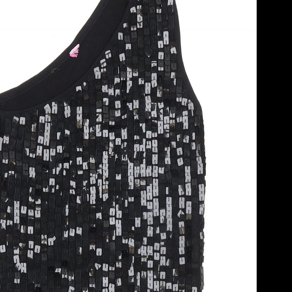 For Women Womens Black Viscose Basic Tank Size 12 One Shoulder