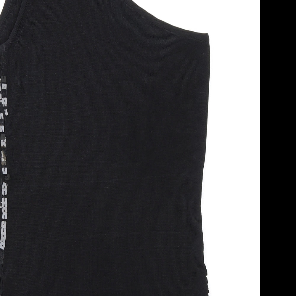 For Women Womens Black Viscose Basic Tank Size 12 One Shoulder