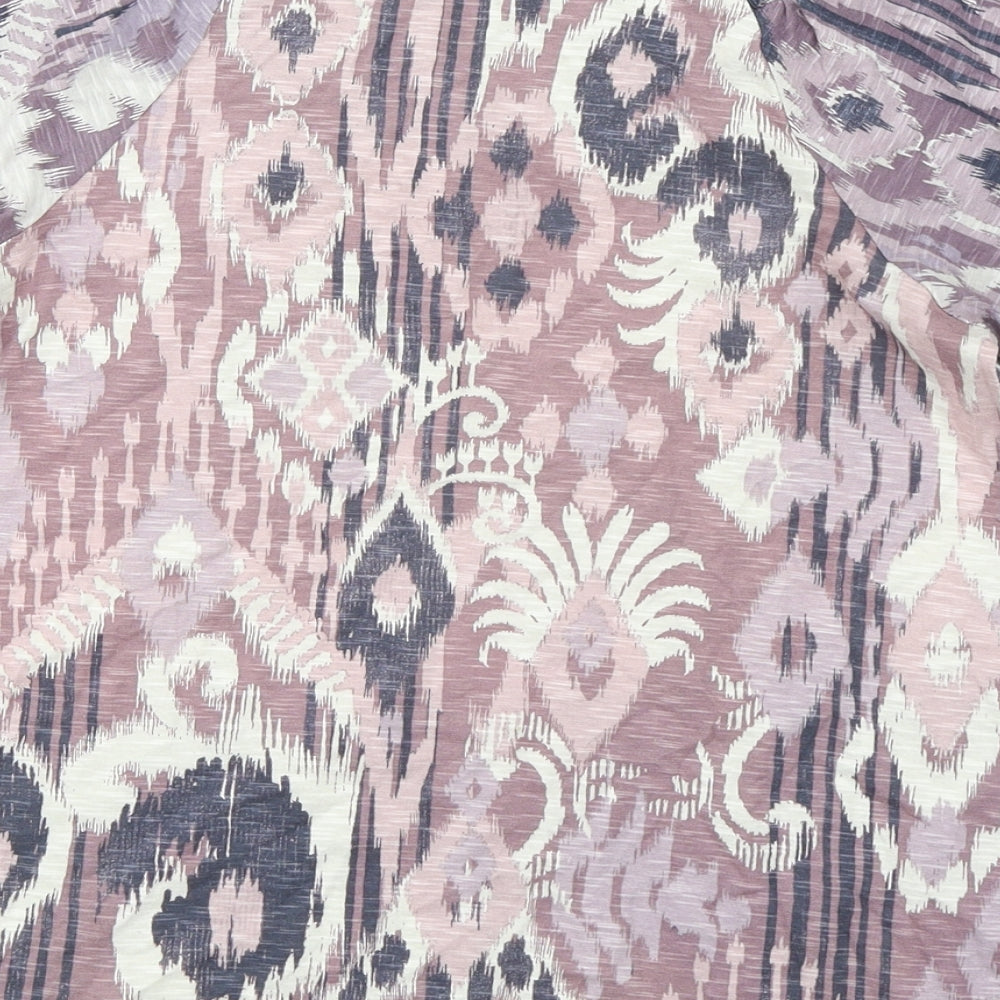 NEXT Womens Purple Geometric 100% Cotton Basic Blouse Size 8 Round Neck