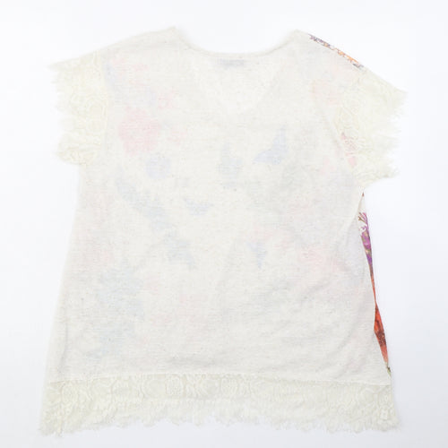 Per Una Womens Multicoloured Geometric Polyester Basic Blouse Size 12 V-Neck - Butterflies and Flowers