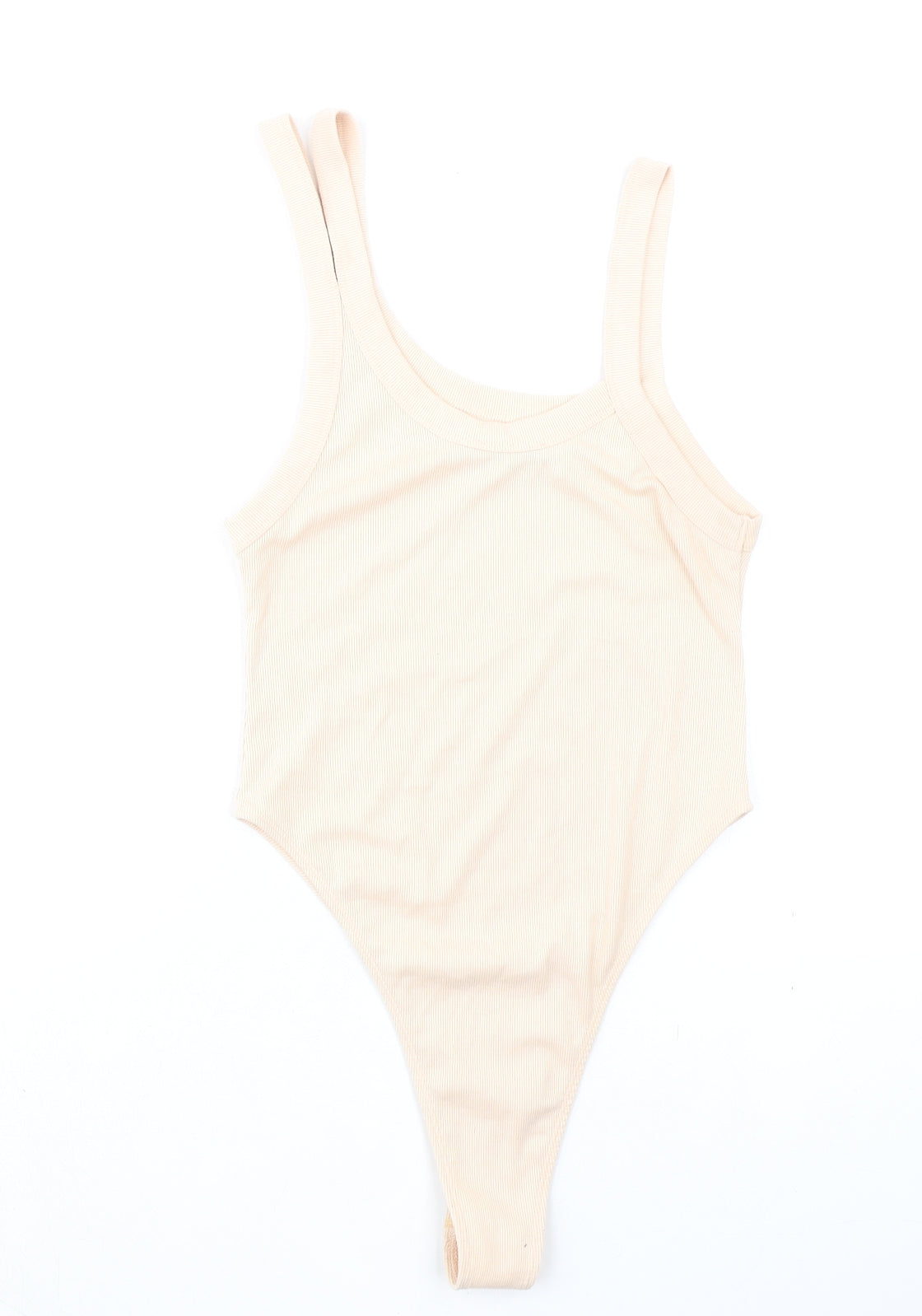 Zara Womens Beige Polyester Bodysuit One-Piece Size L Snap