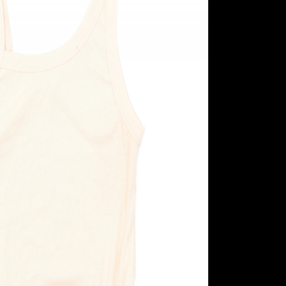 Zara Womens Beige Polyester Bodysuit One-Piece Size L Snap