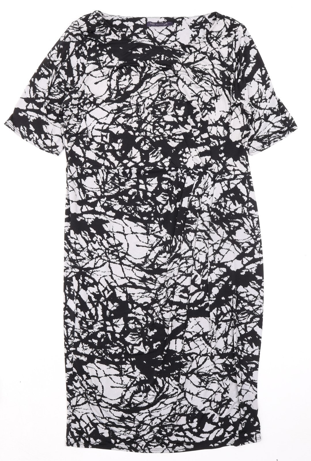 Marks and Spencer Womens Grey Geometric Polyester Shift Size 16 Round Neck Pullover