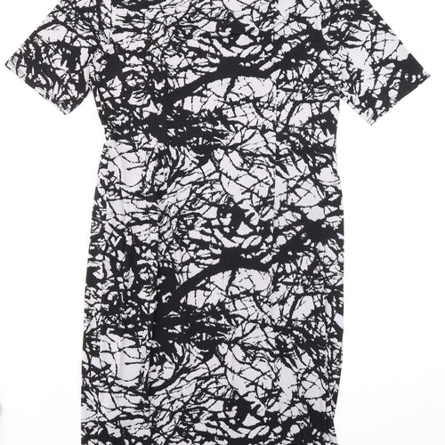 Marks and Spencer Womens Grey Geometric Polyester Shift Size 16 Round Neck Pullover