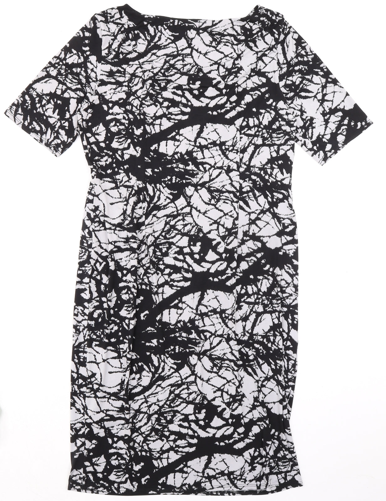 Marks and Spencer Womens Grey Geometric Polyester Shift Size 16 Round Neck Pullover