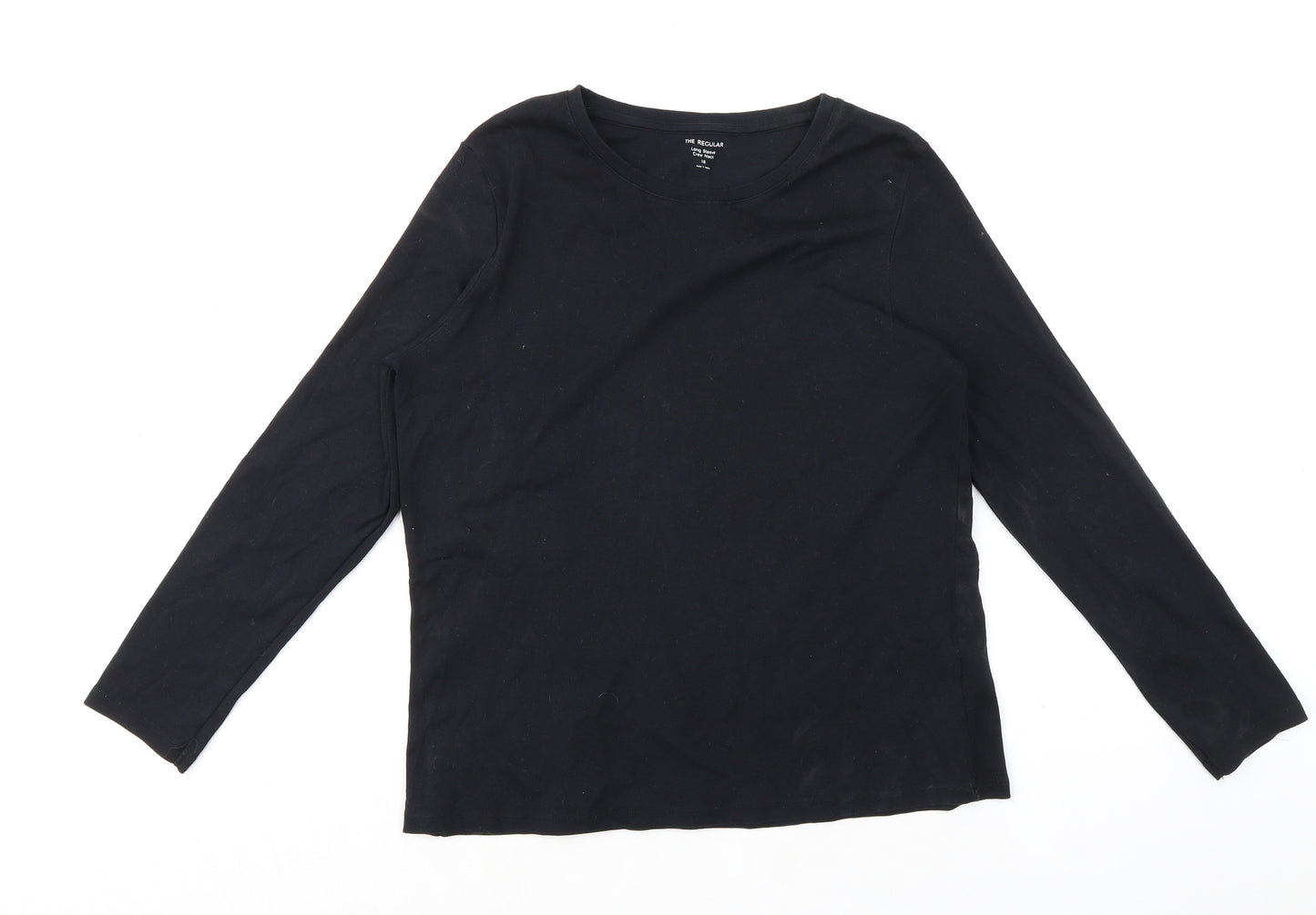 Marks and Spencer Womens Black 100% Cotton Basic T-Shirt Size 18 Crew Neck